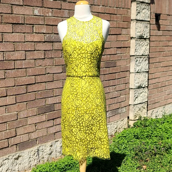 Lela Rose | Dresses | Lela Rose Yellow Lace Dress | Poshmark
